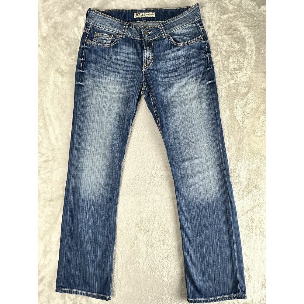 BKE Buckle CULTURE BootCut Y2K Blue‎ Jeans 29x31 Stretch  Thick Stitch Low Rise